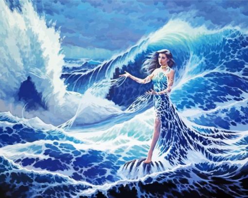 Fantasy Woman With Wave paint by numbers