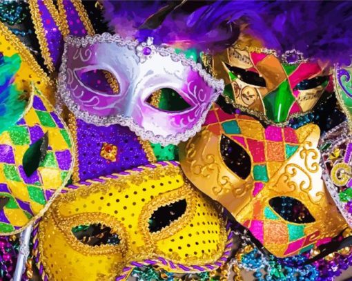 Fat Tuesday face masks paint by number