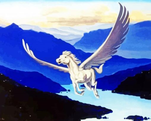 Flying White Pegasus paint by number