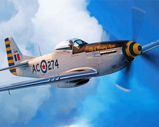 Flying P52 Mustang paint by numbers