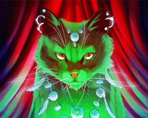 Green Magic Cat paint by numbers