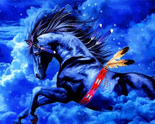 Indian Blue Horse Paint by numbers