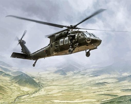 Military Helicopter Sikorsky UH 60 Black Hawk paint by numbers