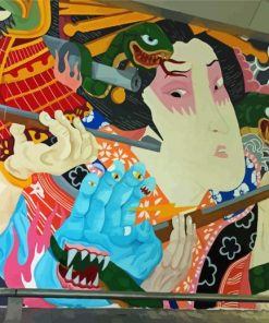 Mural In Shinuku Japan Art paint by numbers