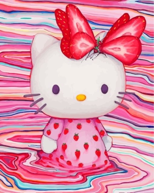 Strawberry Hello Kitty paint by numbers