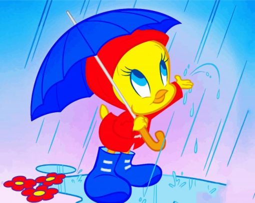 Tweety Bird And Umbrella Paint by numbers