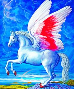 White Flying Pegasus paint by number