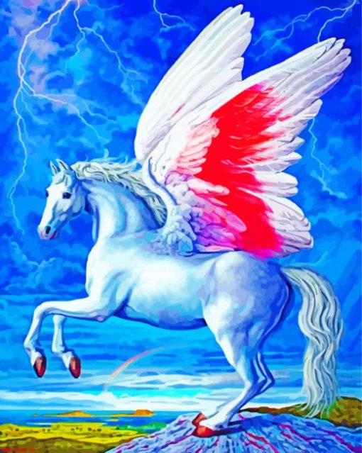 White Flying Pegasus paint by number