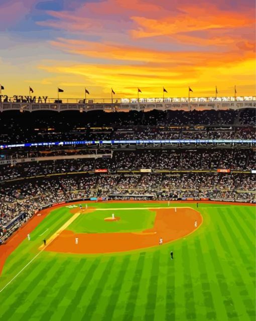 Yankee Stadium Sunset paint by numbers