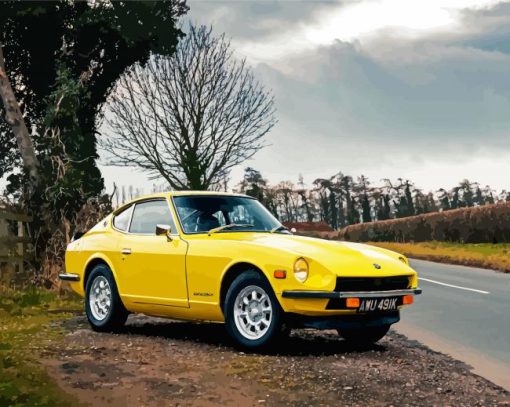 Yellow Datsun Car paint by number