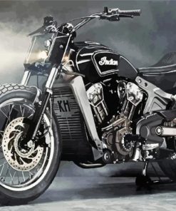 black Indian motorcycle scout bobber and smoke paint by number