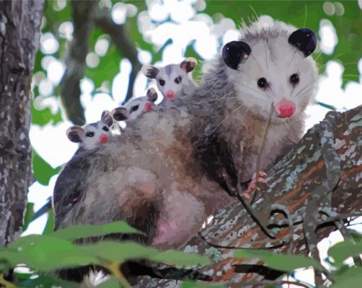 Brown And White Opossum paint by numbers