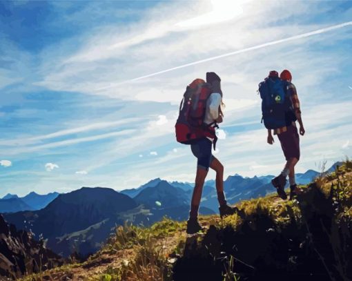 Couple Hiking Mountains paint by numbers