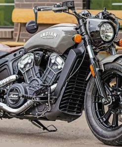 grey Indian motorcycle scout bobber paint by numbers