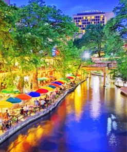 The San Antonio River Walk paint by numbers