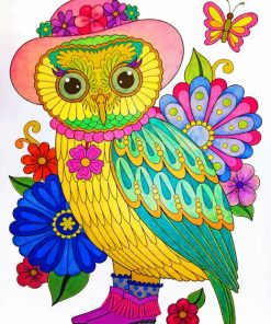 Yellow Boho Owl paint by numbers