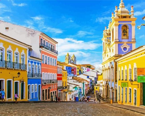 Bahia Colorful Houses paint by numbers