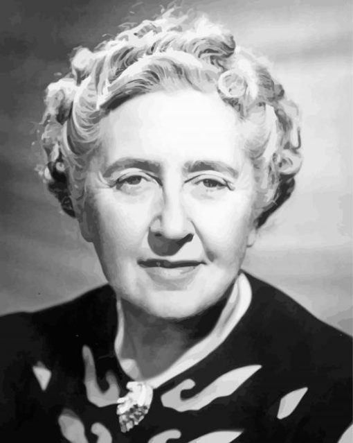 Black and white writer Agatha Christie paint by number