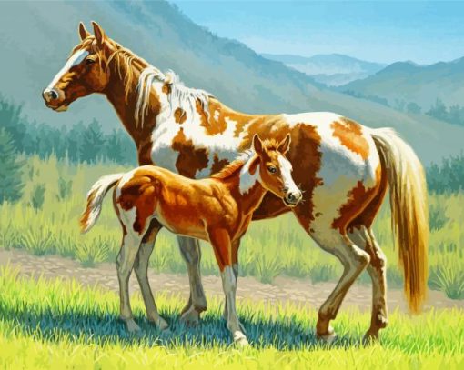 Blonde Paint Horses Art Paint by numbers