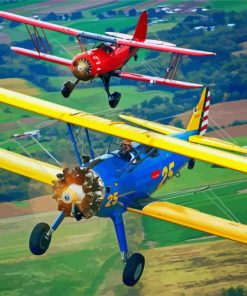 Blue And Red Biplane paint by numbers