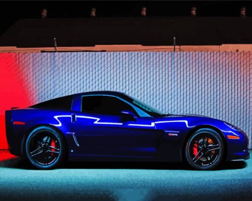 Blue corvette chevrolet car paint by numbers