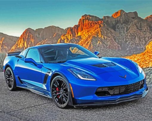 Blue corvette chevrolet paint by numbers