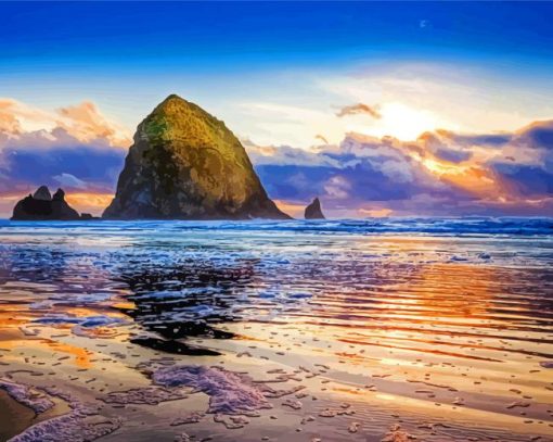 Cannon Beach Haystack Rock Paint by numbers