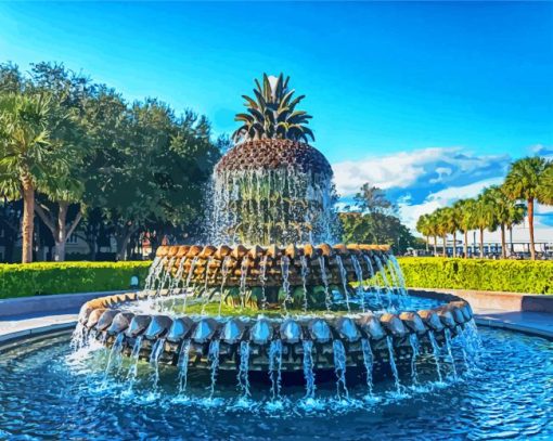 Charleston Pineapple Fountain Paint by numbers