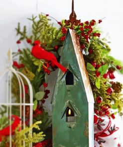 Christmas Birdhouse paint by numbers