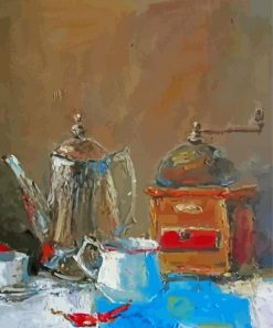 Coffee Mill and breakfast still life paint by number