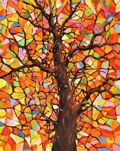 Colorful Abstract Tree Art Paint by numbers