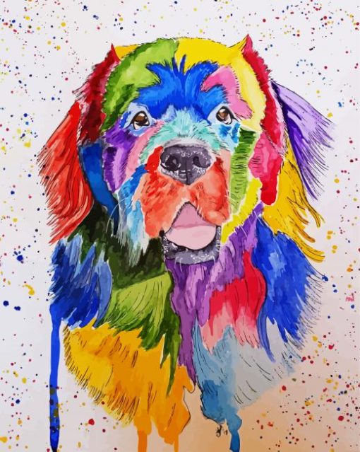 Colorful Newfoundland Dog paint by numbers