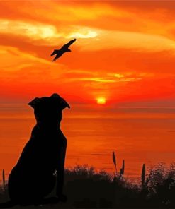 Dog Silhouette In Sunset paint by numbers