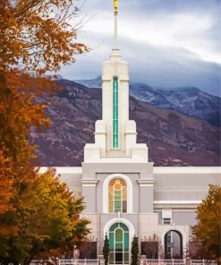 Fall in Mount Timpanogos Temple paint by number