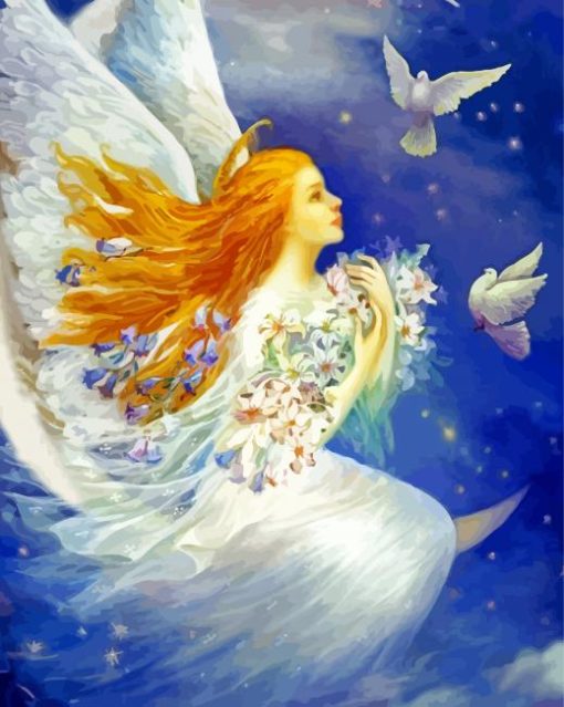 Fantasy Fairy Angel On Moon paint by numbers