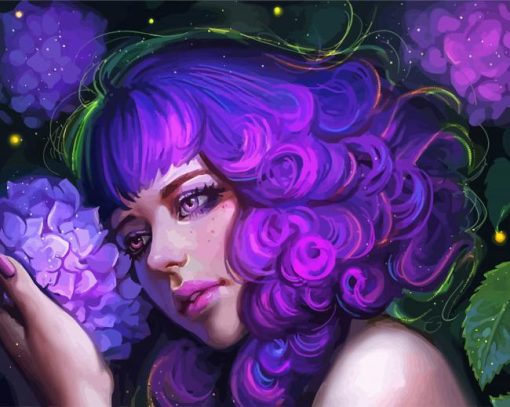 Fantasy Purple Girl paint by numbers