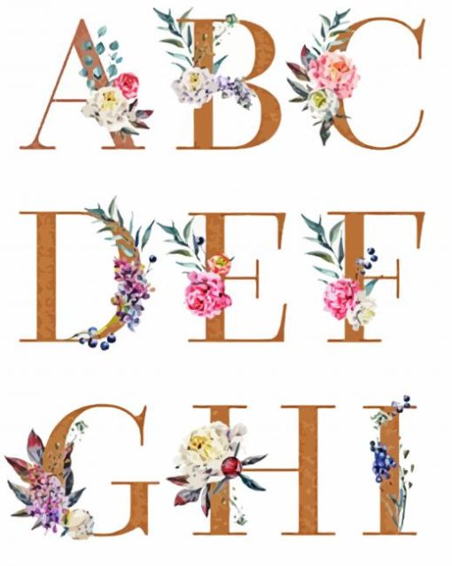 Floral Letters paint by numbers