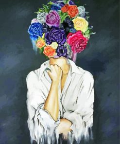 Flowers On Head Art paint by numbers