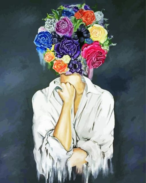 Flowers On Head Art paint by numbers