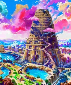 Illustration Babel Tower paint by number