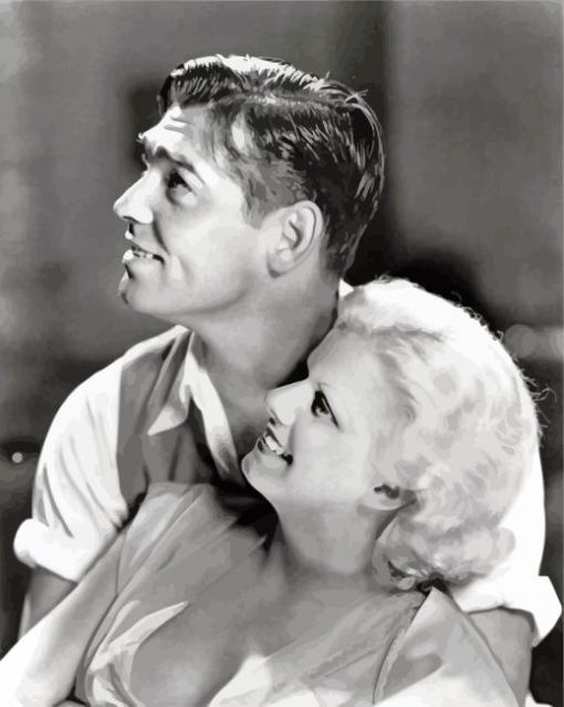 Monochrome Jean Harlow And Clark Gable paint by numbers