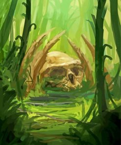 Jungle skull art paint by number