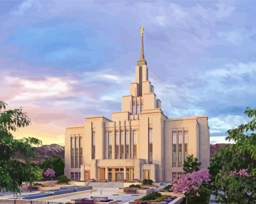 Layton Utah Temple paint by number