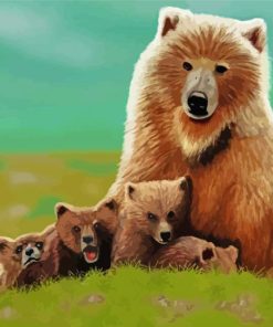 Mama Bear And Cubs Paint by numbers