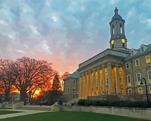 Penn State University at sunset paint by numbers