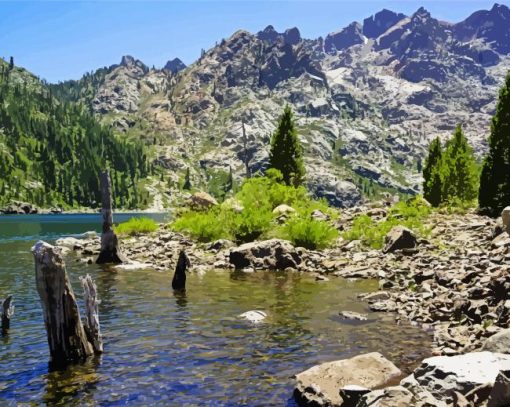 Sierra Buttes Mountains paint by numbers