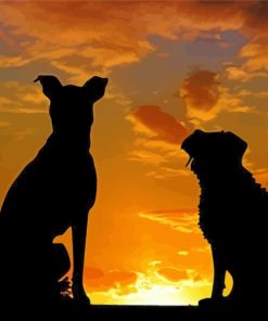 Dogs Silhouette paint by numbers