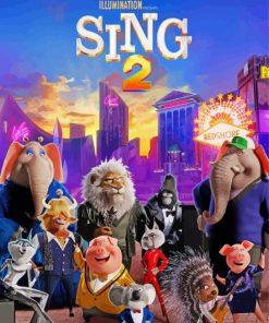 Sing 2 movie poster paint by numbers