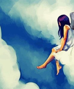 Sitting Angel On Clouds Paint by numbers