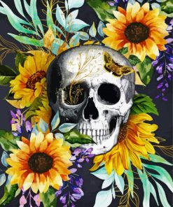 Skull Sunflower Art paint by numbers